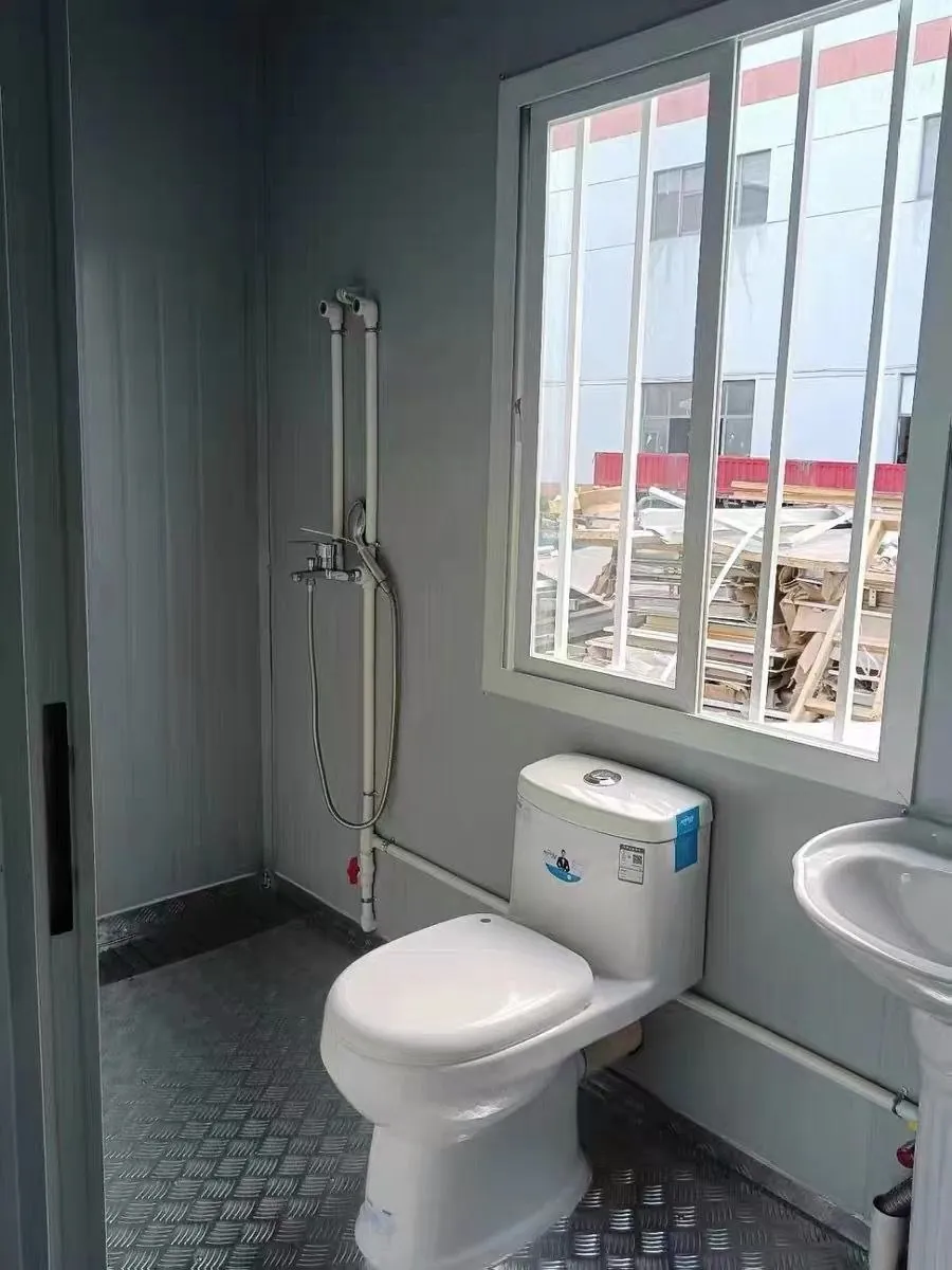 Baño con ventana, inodoro, lavamanos y ducha